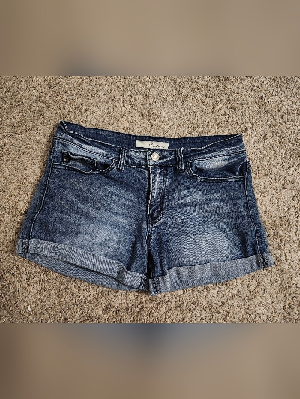 KanCan Dark Blue Rolled Cuff Denim Shorts